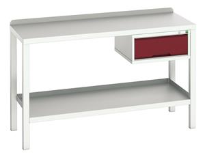 16922604.** verso welded bench with 1 drawer cab & steel top. WxDxH: 1500x600x910mm. RAL 7035/5010 or selected